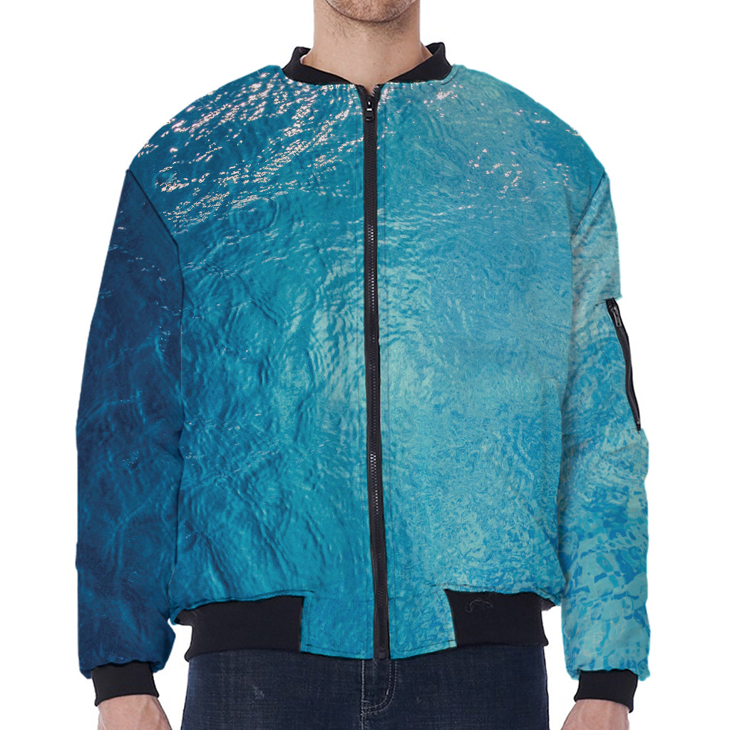 Sea Water Surface Print Zip Sleeve Bomber Jacket