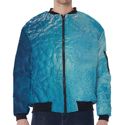 Sea Water Surface Print Zip Sleeve Bomber Jacket