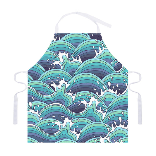 Sea Wave Surfing Pattern Print Adjustable Apron