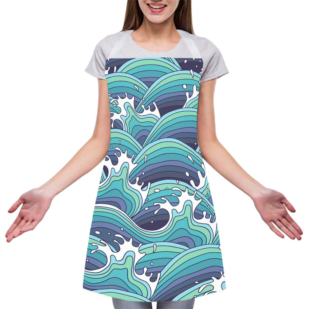 Sea Wave Surfing Pattern Print Adjustable Apron