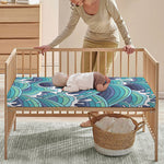 Sea Wave Surfing Pattern Print Baby Crib Sheet
