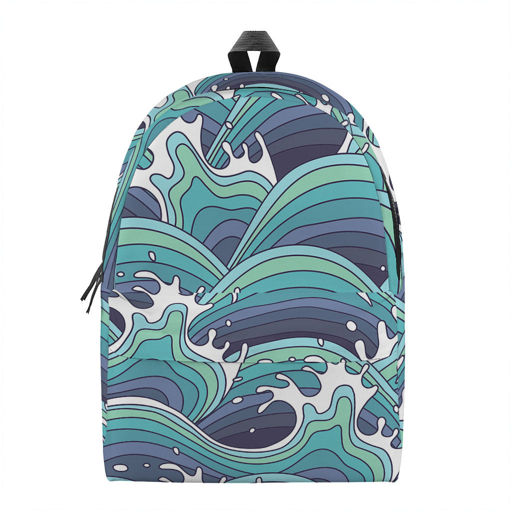 Sea Wave Surfing Pattern Print Backpack