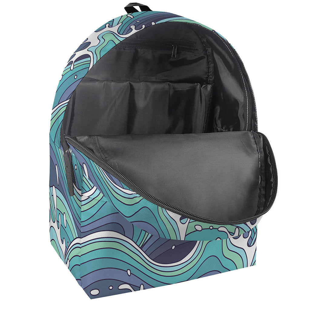 Sea Wave Surfing Pattern Print Backpack