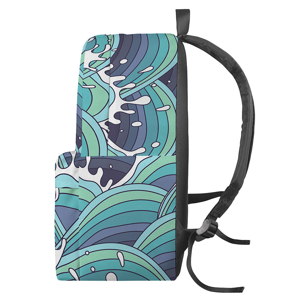 Sea Wave Surfing Pattern Print Backpack
