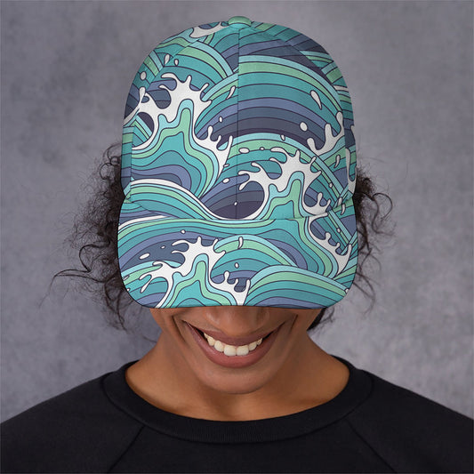 Sea Wave Surfing Pattern Print Baseball Cap