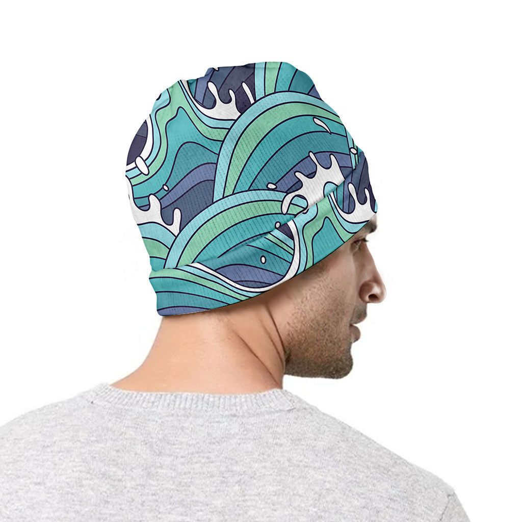 Sea Wave Surfing Pattern Print Beanie