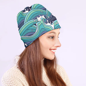 Sea Wave Surfing Pattern Print Beanie