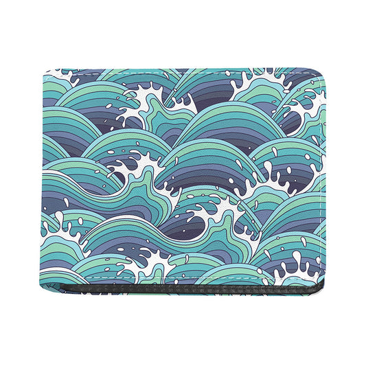 Sea Wave Surfing Pattern Print Bifold Wallet