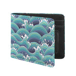 Sea Wave Surfing Pattern Print Bifold Wallet