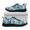 Sea Wave Surfing Pattern Print Black Running Shoes