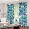 Sea Wave Surfing Pattern Print Dimout Grommet Curtains