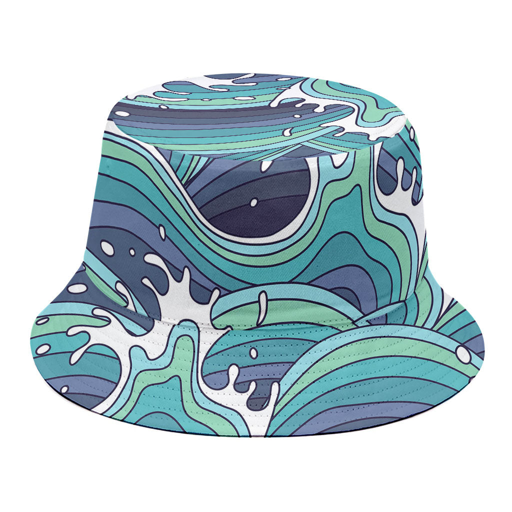 Sea Wave Surfing Pattern Print Bucket Hat