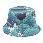 Sea Wave Surfing Pattern Print Bucket Hat