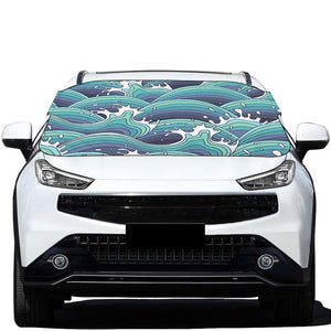 Sea Wave Surfing Pattern Print Car Windshield Snow Cover