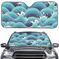 Sea Wave Surfing Pattern Print Car Windshield Sun Shade