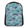 Sea Wave Surfing Pattern Print Casual Backpack