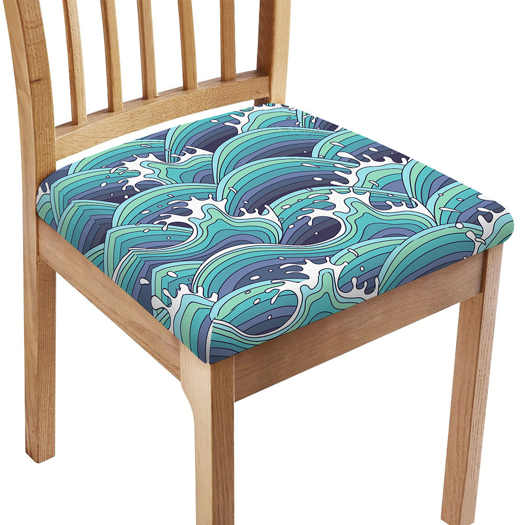 Sea Wave Surfing Pattern Print Chair Cushion Cover
