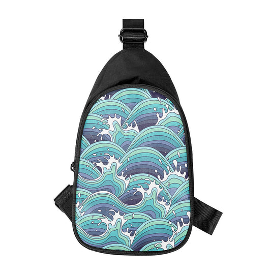 Sea Wave Surfing Pattern Print Chest Bag