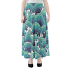 Sea Wave Surfing Pattern Print Chiffon Maxi Skirt