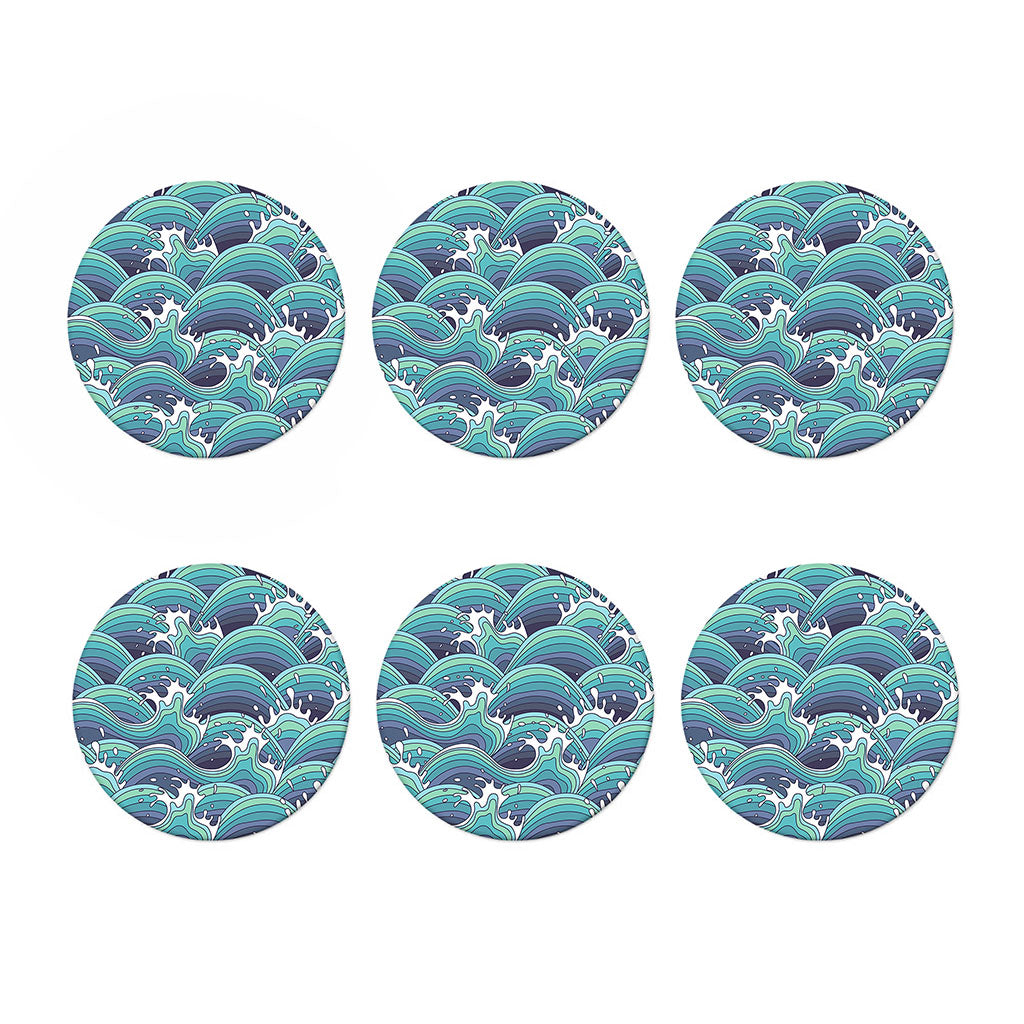 Sea Wave Surfing Pattern Print Coaster Set