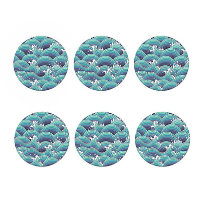 Sea Wave Surfing Pattern Print Coaster Set