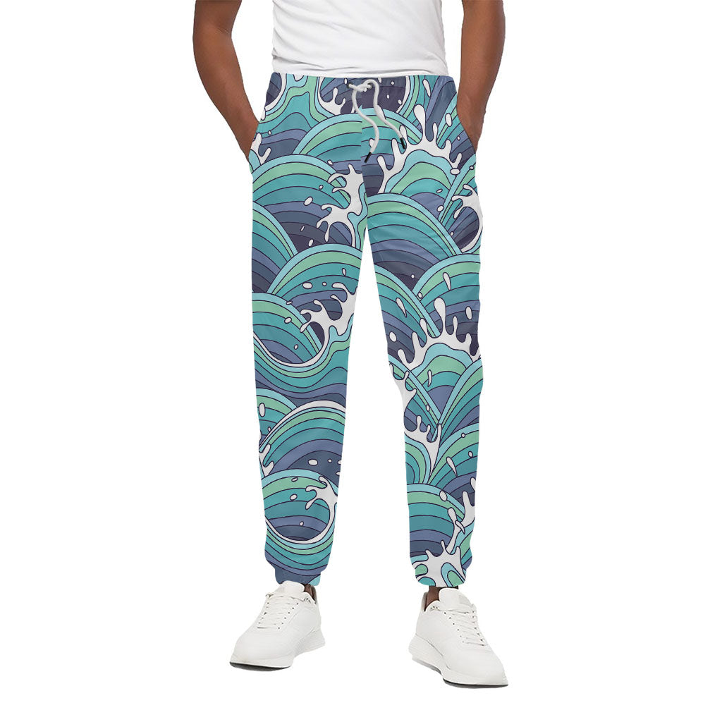 Sea Wave Surfing Pattern Print Cotton Pants