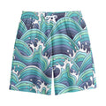 Sea Wave Surfing Pattern Print Cotton Shorts
