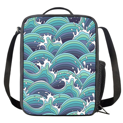 Sea Wave Surfing Pattern Print Crossbody Lunch Bag