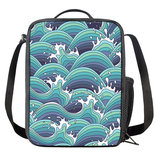 Sea Wave Surfing Pattern Print Crossbody Lunch Bag