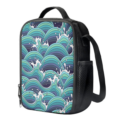 Sea Wave Surfing Pattern Print Crossbody Lunch Bag