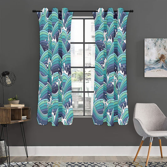 Sea Wave Surfing Pattern Print Curtain