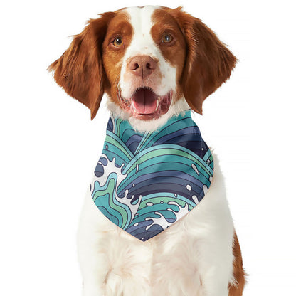 Sea Wave Surfing Pattern Print Dog Bandana