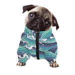Sea Wave Surfing Pattern Print Dog Zip Up Jacket