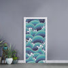 Sea Wave Surfing Pattern Print Door Sticker