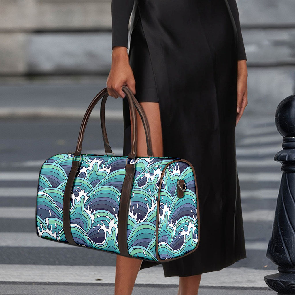 Sea Wave Surfing Pattern Print Duffle Bag