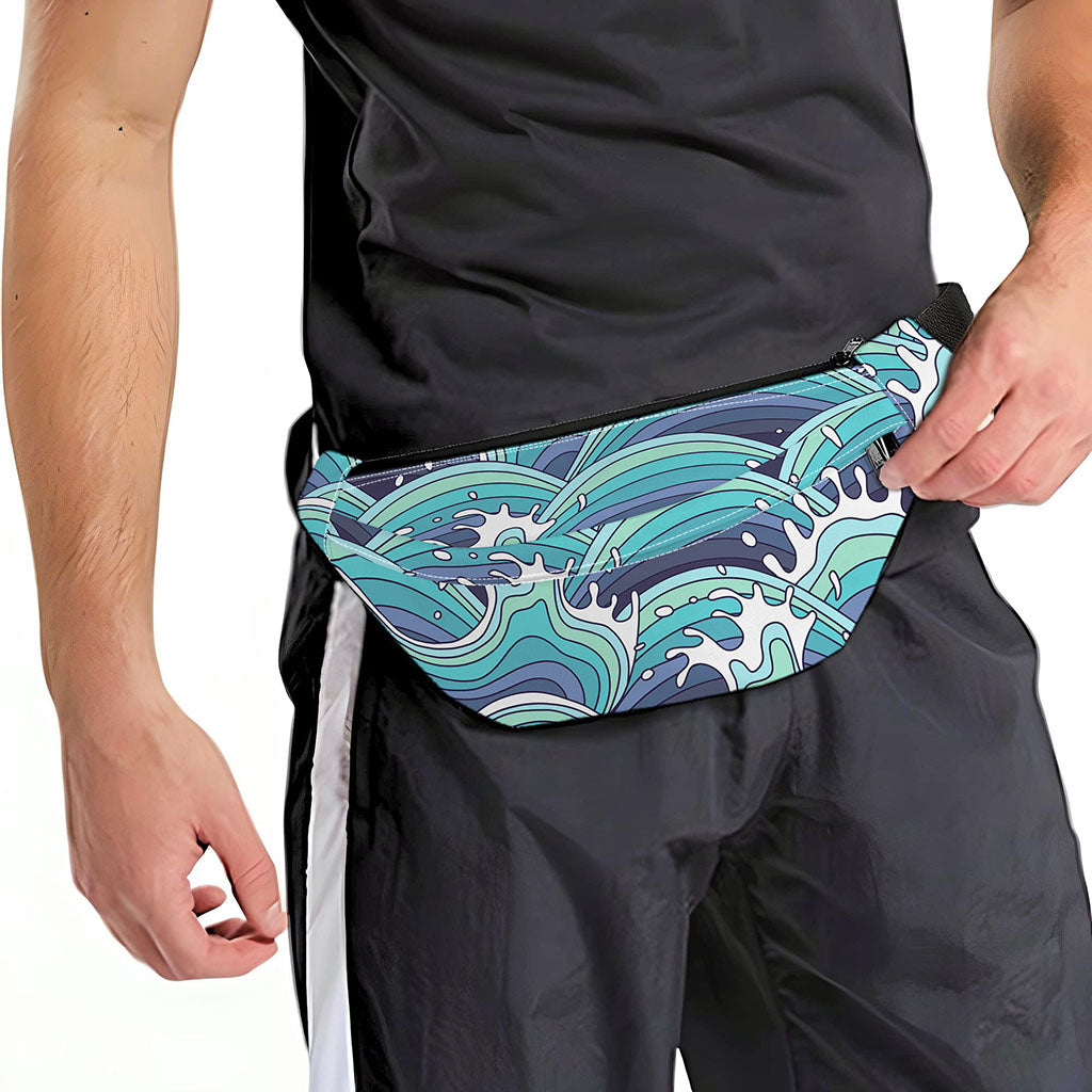 Sea Wave Surfing Pattern Print Fanny Pack