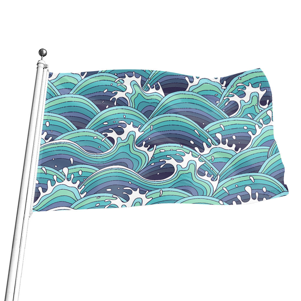 Sea Wave Surfing Pattern Print Flag
