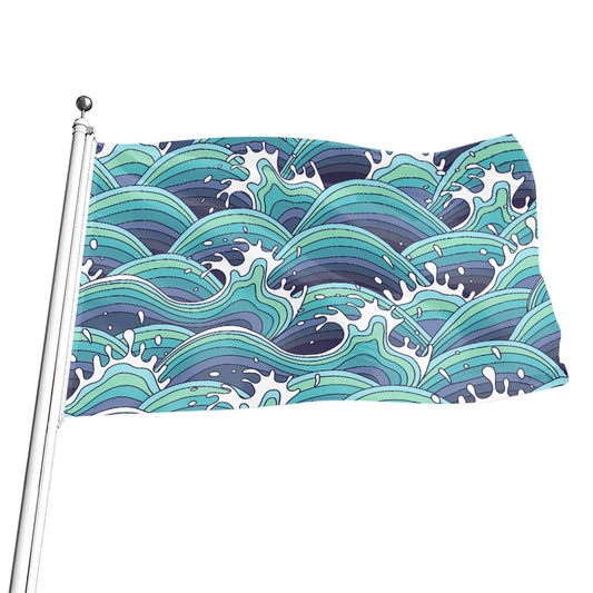 Sea Wave Surfing Pattern Print Flag