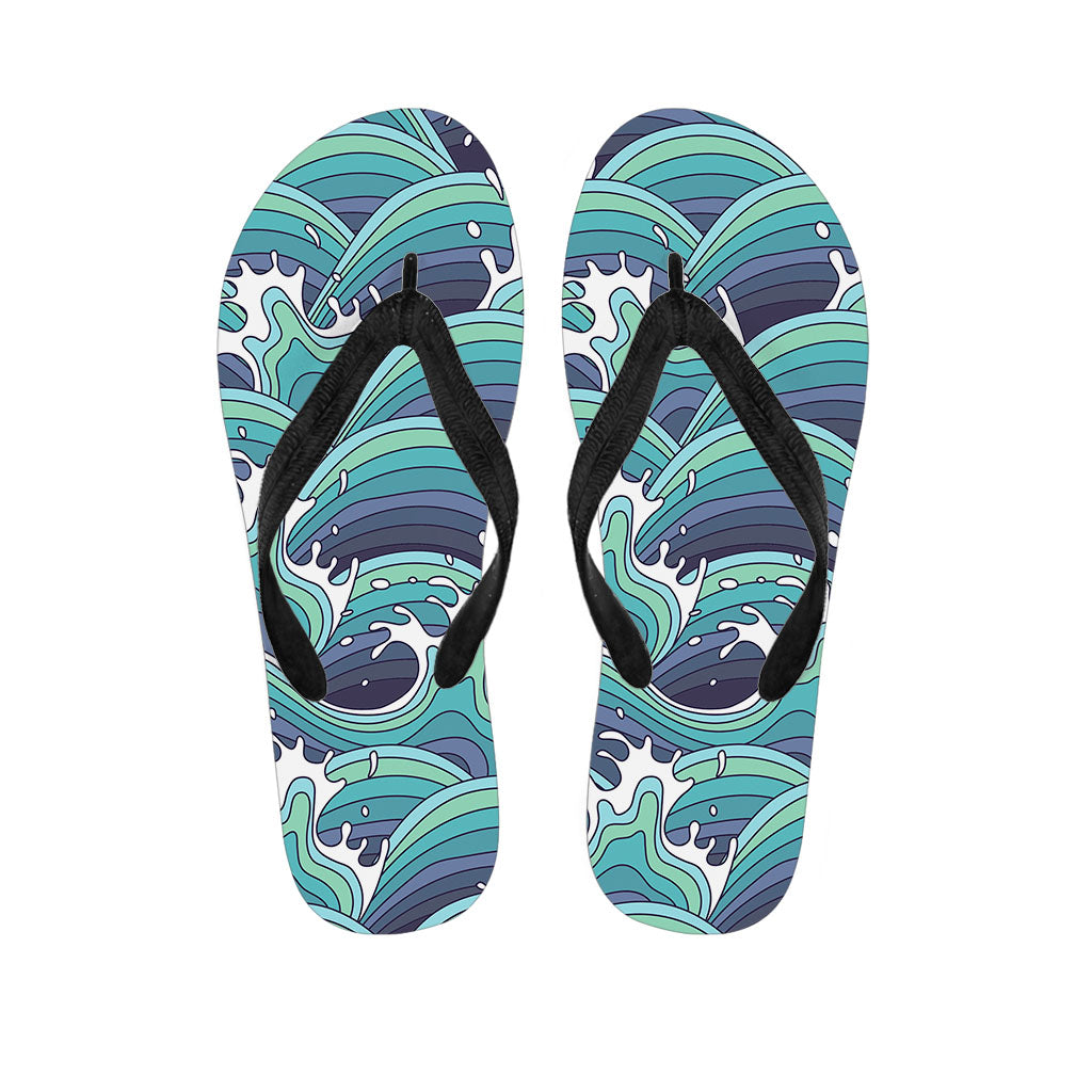 Sea Wave Surfing Pattern Print Flip Flops