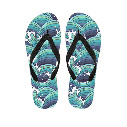 Sea Wave Surfing Pattern Print Flip Flops