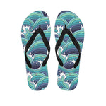 Sea Wave Surfing Pattern Print Flip Flops