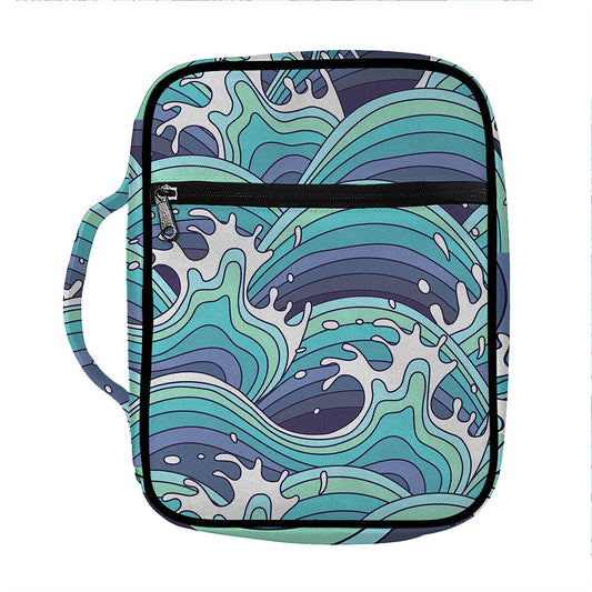 Sea Wave Surfing Pattern Print Front Pocket Bible Bag