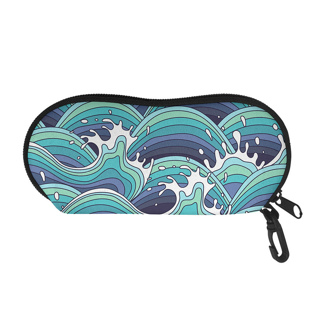 Sea Wave Surfing Pattern Print Glasses Case