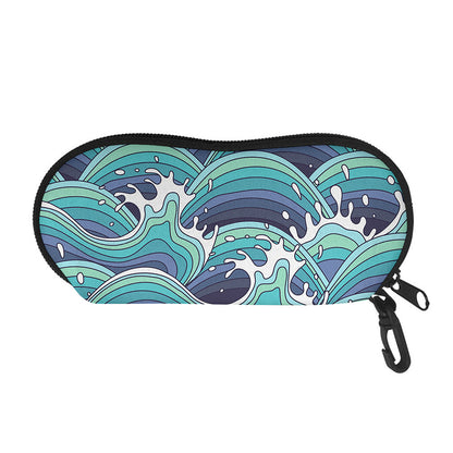 Sea Wave Surfing Pattern Print Glasses Case