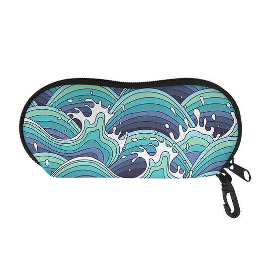 Sea Wave Surfing Pattern Print Glasses Case