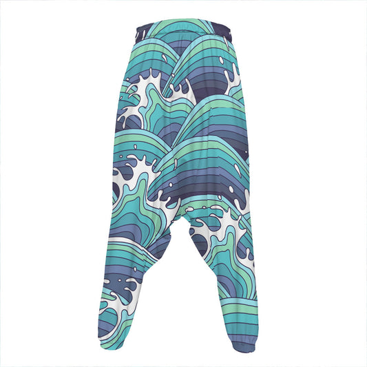 Sea Wave Surfing Pattern Print Hammer Pants