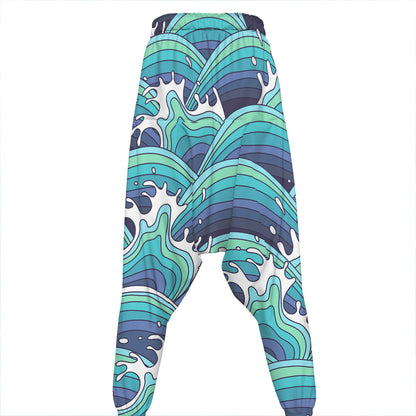 Sea Wave Surfing Pattern Print Hammer Pants
