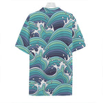 Sea Wave Surfing Pattern Print Hawaiian Shirt