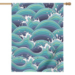 Sea Wave Surfing Pattern Print House Flag