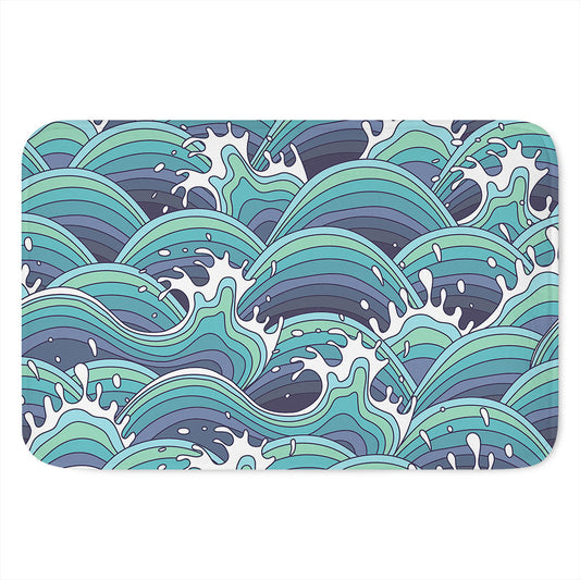 Sea Wave Surfing Pattern Print Indoor Door Mat